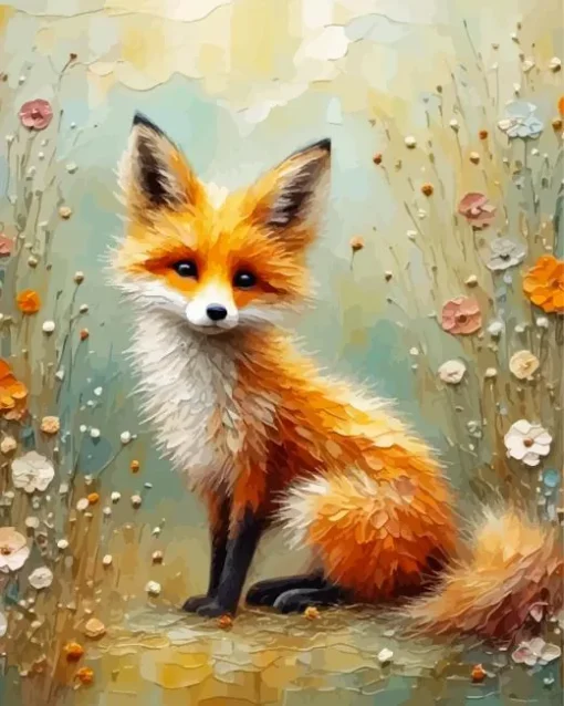 Fox And Flowers Art Diamond Painting
