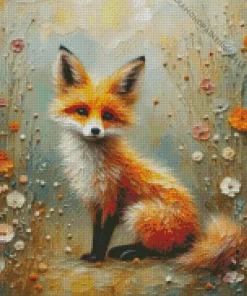 Fox And Flowers Art Diamond Painting
