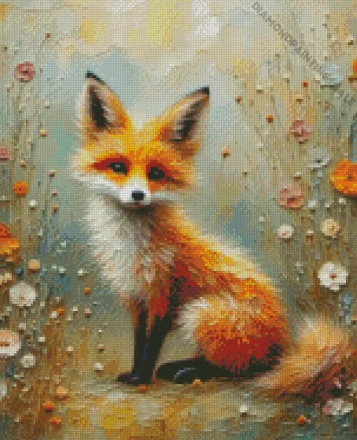 Fox And Flowers Art Diamond Painting