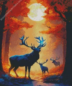 Full Moon Deers Diamond Painting