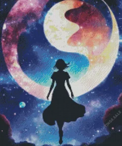 Galaxy Girl Silhouette Diamond Painting