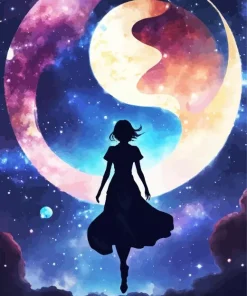 Galaxy Girl Silhouette Diamond Painting