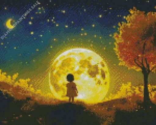 Girl And Moon Art Diamond Painting