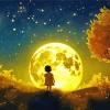 Girl And Moon Art Diamond Painting
