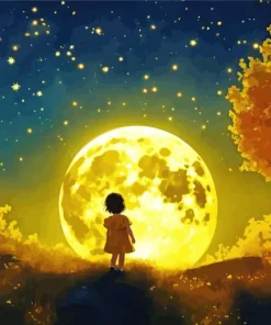 Girl And Moon Art Diamond Painting