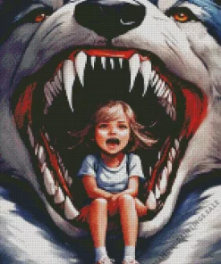 Girl And Wolf Anime Art Diamond Painting