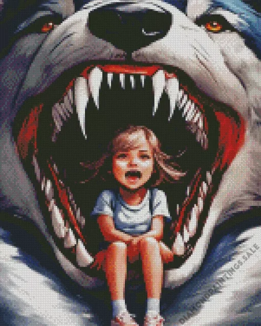 Girl And Wolf Anime Art Diamond Painting