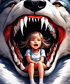Girl And Wolf Anime Art Diamond Painting