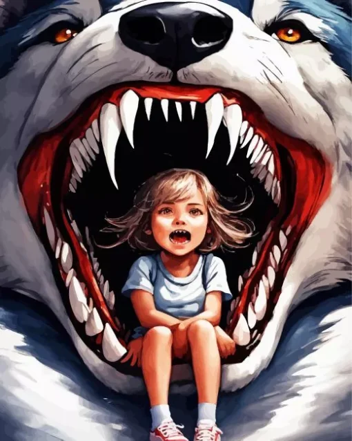Girl And Wolf Anime Art Diamond Painting