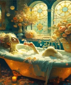 Girl In Bathtub Diamond Painting