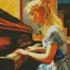 Girl Playing Piano Art Diamond Painting