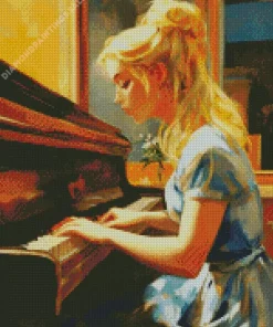Girl Playing Piano Art Diamond Painting