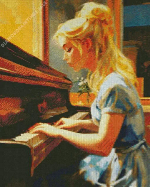 Girl Playing Piano Art Diamond Painting