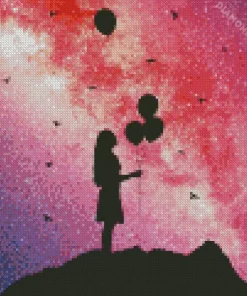 Girl With Balloon Silhouette Diamond Painting
