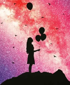Girl With Balloon Silhouette Diamond Painting