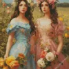 Girls Picking Flowers Art Diamond Painting
