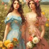 Girls Picking Flowers Art Diamond Painting
