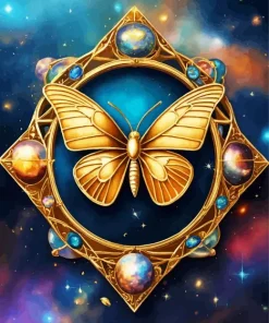 Golden Fantasy Butterfly Art Diamond Painting