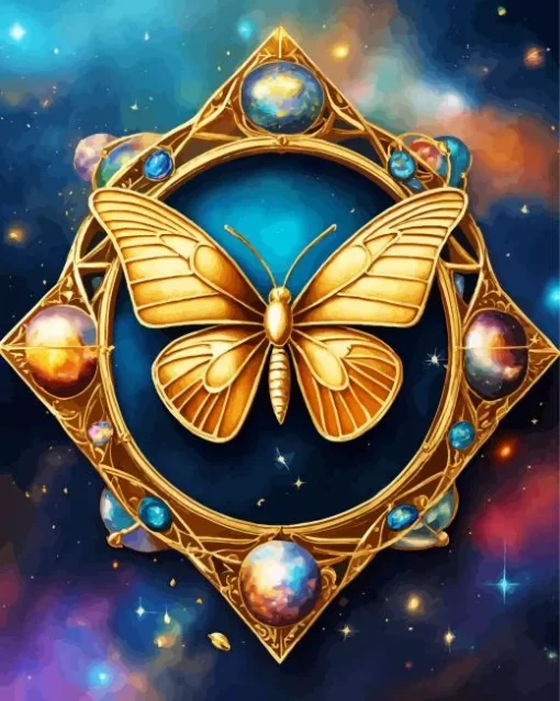 Golden Fantasy Butterfly Art Diamond Painting