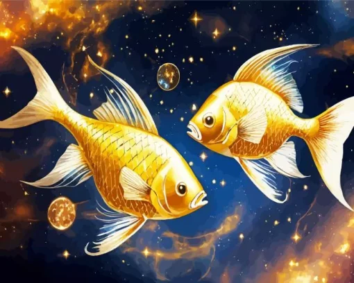 Golden Galaxy Fish Diamond Painting