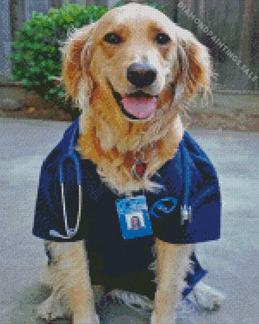 Golden Retriever Nurse Art Diamond Painting