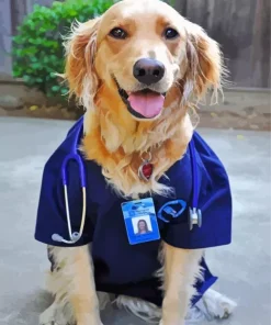 Golden Retriever Nurse Art Diamond Painting
