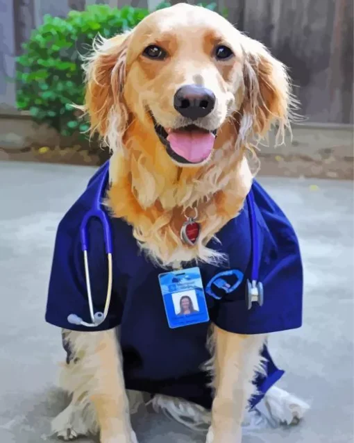 Golden Retriever Nurse Art Diamond Painting