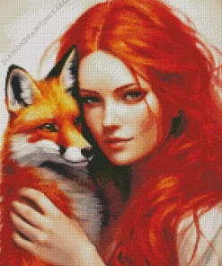 Gorgeous Girl And Fox Diamond Painting