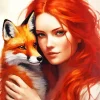 Gorgeous Girl And Fox Diamond Painting