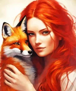 Gorgeous Girl And Fox Diamond Painting