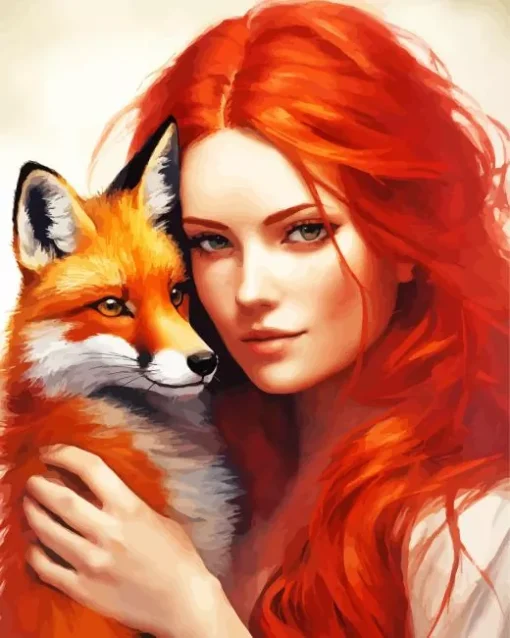 Gorgeous Girl And Fox Diamond Painting