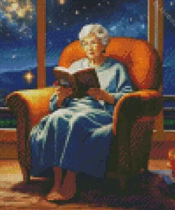 Grandmother Reading A Book Art Diamond Painting