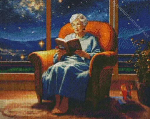 Grandmother Reading A Book Art Diamond Painting
