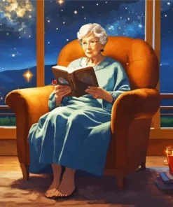 Grandmother Reading A Book Art Diamond Painting