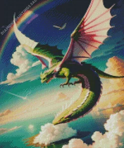 Green Flying Dragon Diamond Painting