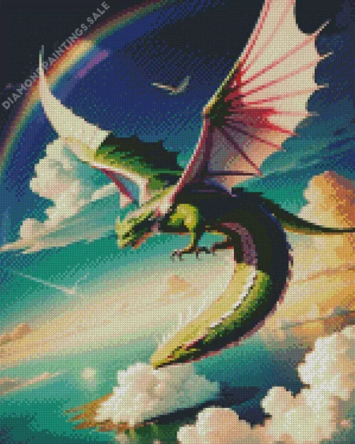 Green Flying Dragon Diamond Painting
