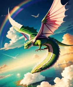 Green Flying Dragon Diamond Painting