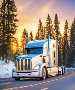 Grey Semi Truck Diamond Painting