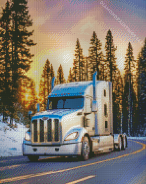 Grey Semi Truck Diamond Painting