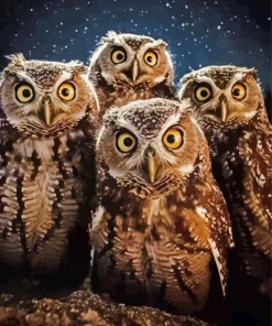 Group Of Night Owls Diamond Painting