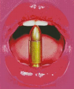 Lips Biting Bullet Diamond Painting