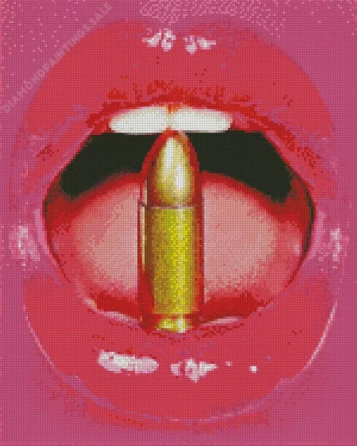 Lips Biting Bullet Diamond Painting
