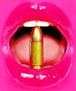 Lips Biting Bullet Diamond Painting