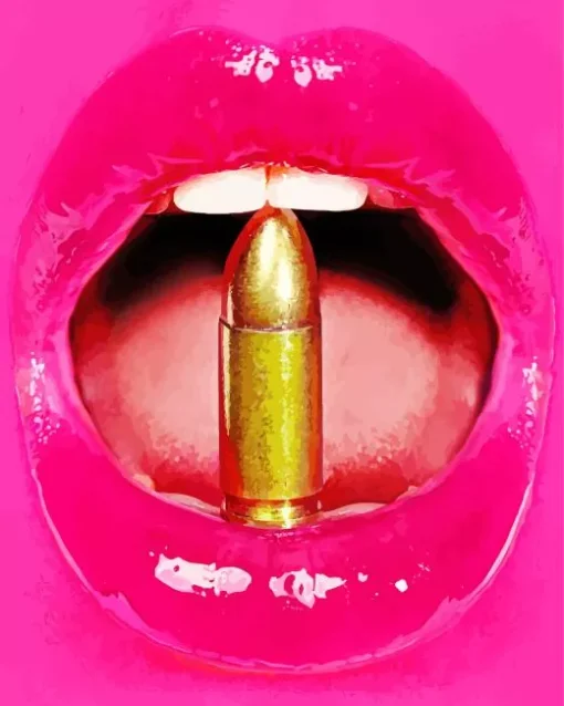 Lips Biting Bullet Diamond Painting