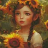 Little Girl And Sunflower Art Diamond Painting