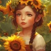 Little Girl And Sunflower Art Diamond Painting