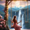 Lonely Girl In A Swing Diamond Painting
