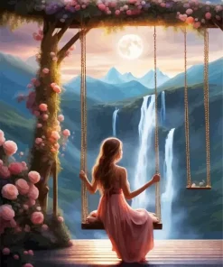 Lonely Girl In A Swing Diamond Painting