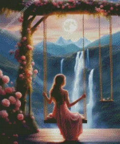 Lonely Girl In A Swing Diamond Painting