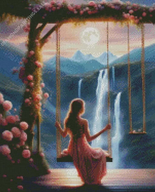 Lonely Girl In A Swing Diamond Painting